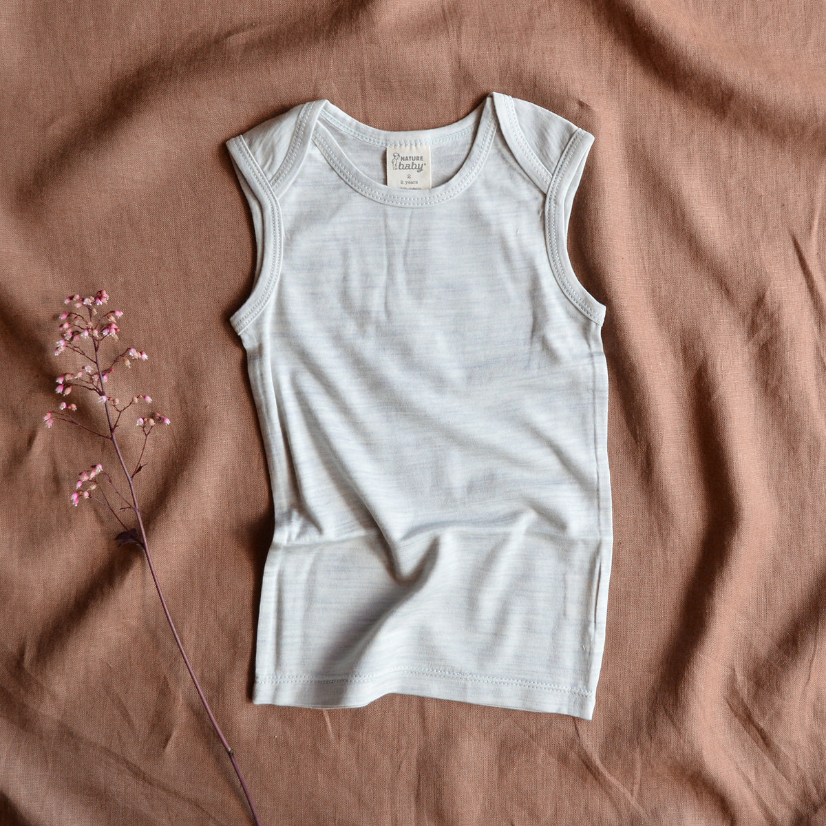 Child’s Sleeveless Vest in 100% Organic Merino - Light Grey (0-6y)