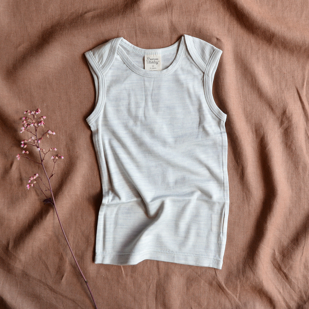 Child’s Sleeveless Vest in 100% Organic Merino - Light Grey (0-6y)