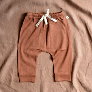 Baby Drawstring Pants 100% Merino - Coco (3-6m) *Last One!