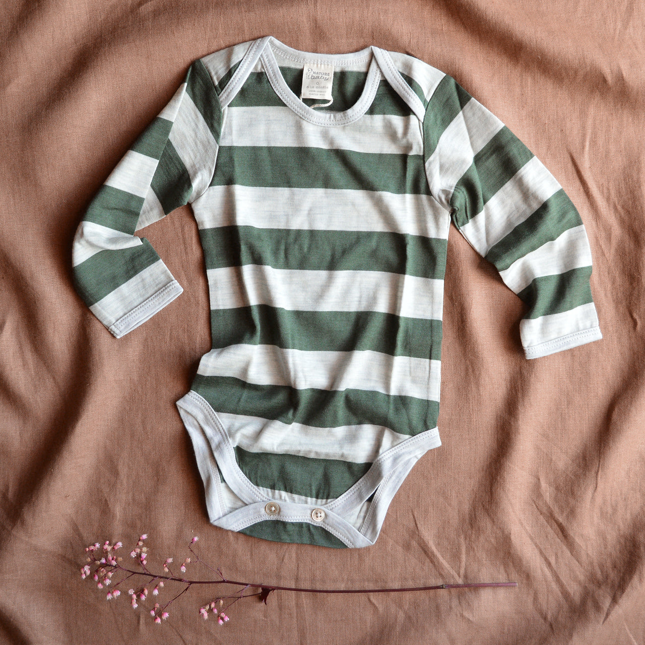 Baby Body Longsleeve 100% Merino - Stripes (6-12m) *Last One!