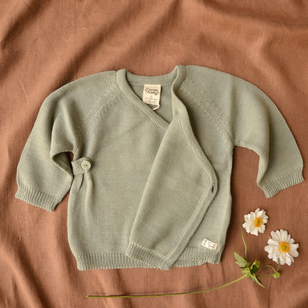 Baby Kimono Jacket in Organic Merino - Seedling (3-6m) *Last One!