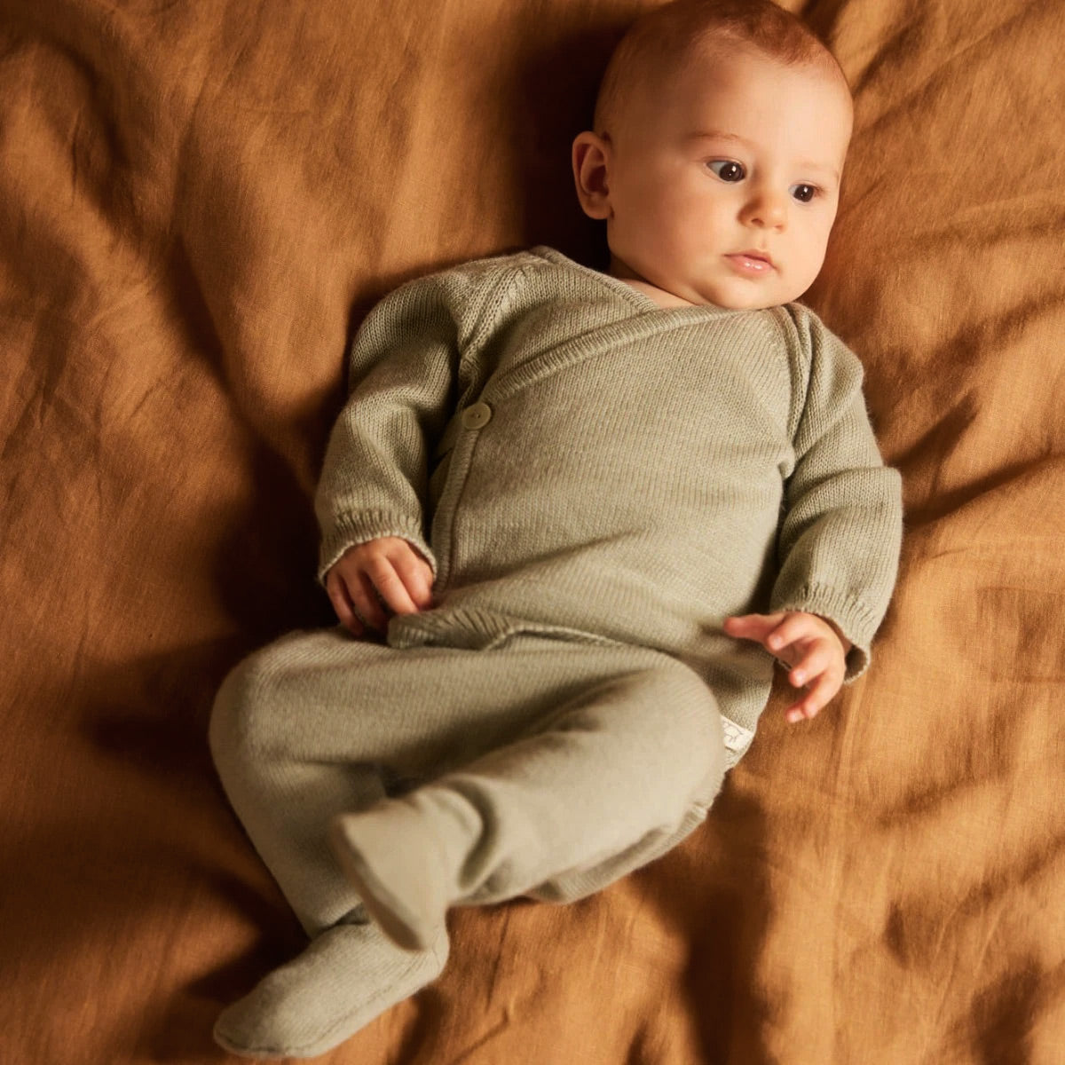 Baby Kimono Jacket - Organic Merino - Cub Marl (3-6m) *Last One!