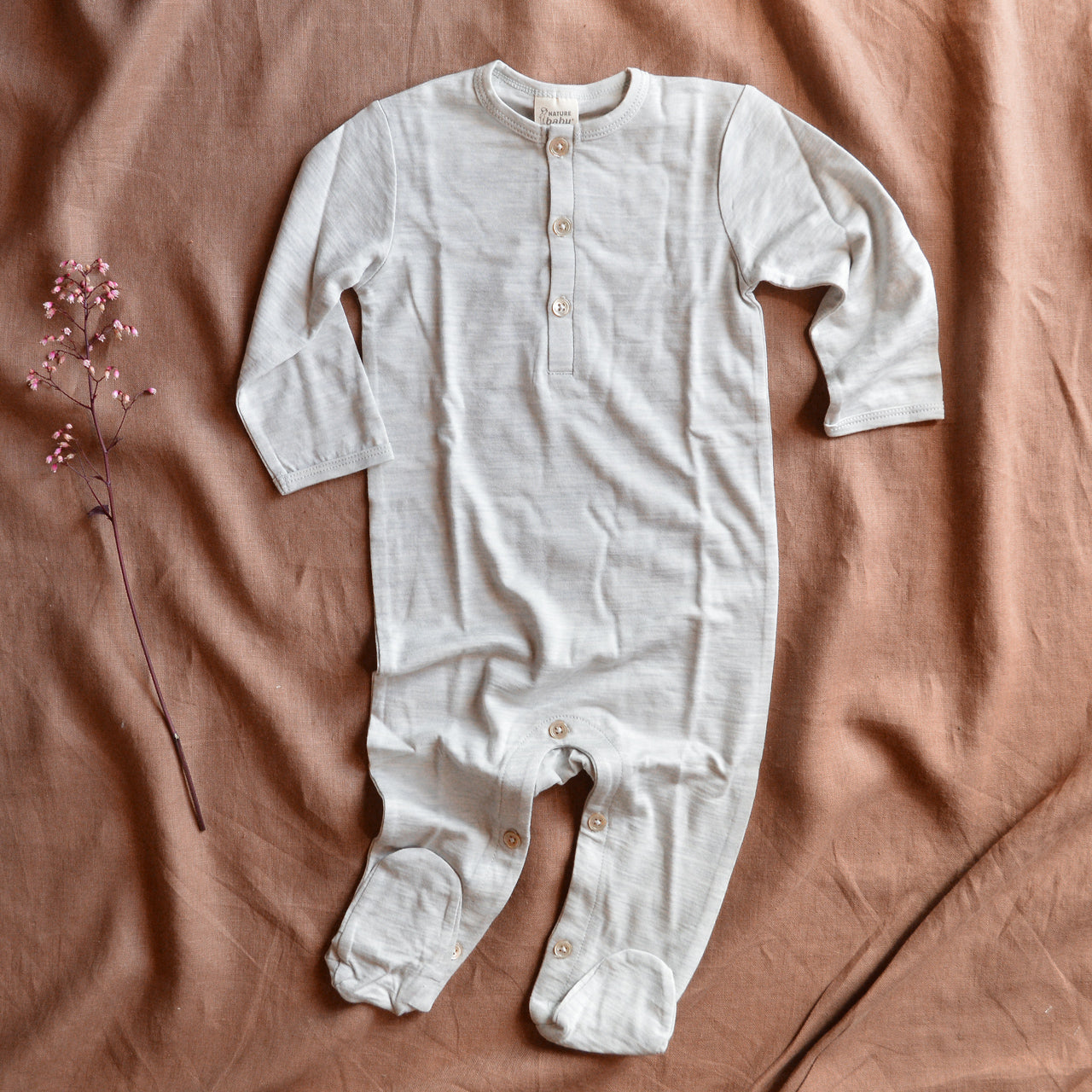 Baby Sleep Suit in 100% Merino - Light Grey (3-6m) *Last One!