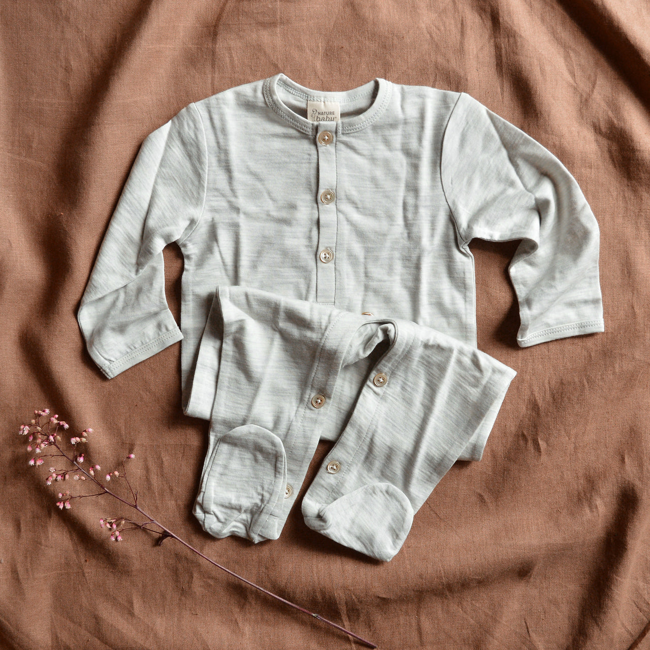 Baby Sleep Suit in 100% Merino - Light Grey (3-6m) *Last One!