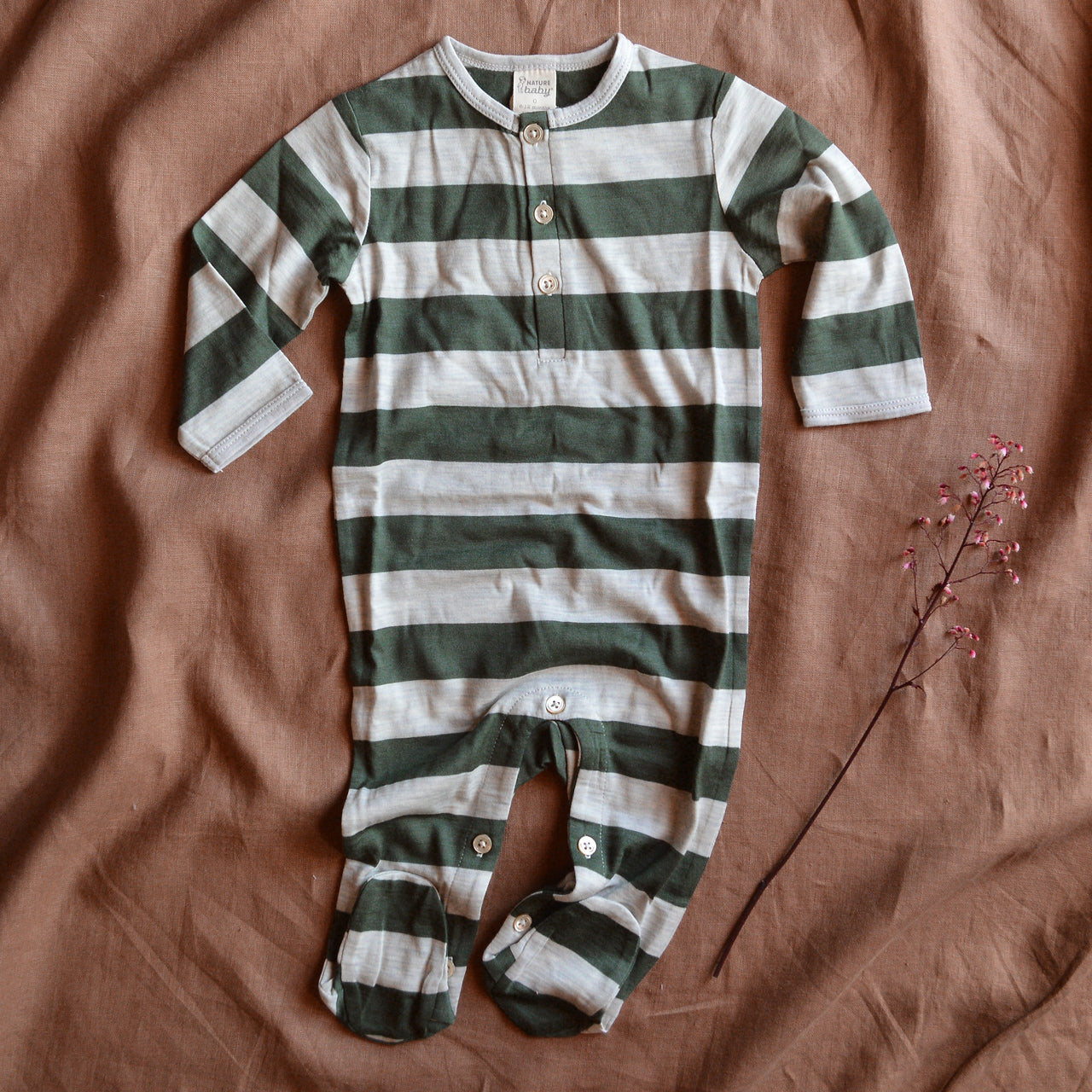 Baby Sleep Suit in 100% Merino - Stripes (0-3m) *Last One!