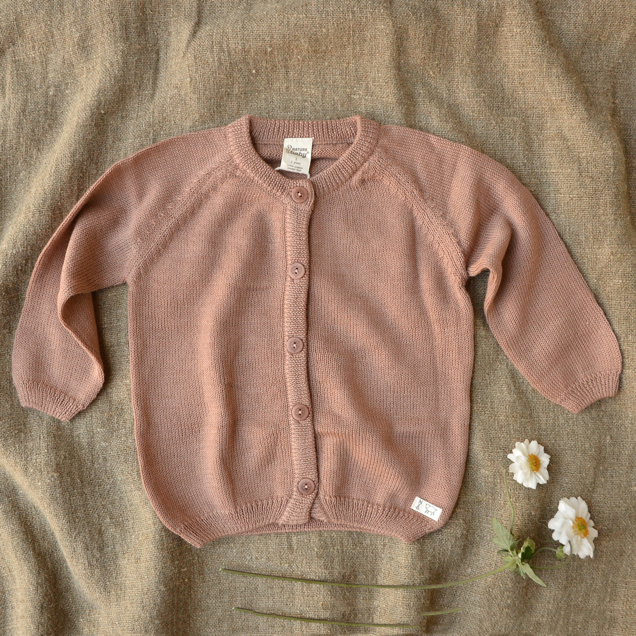 Baby Knit Cardigan in Organic Merino - Hazelnut (3-24m)