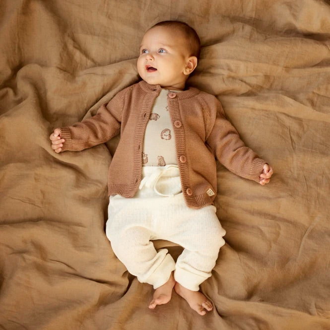 Baby Knit Cardigan in Organic Merino - Hazelnut (3-24m)
