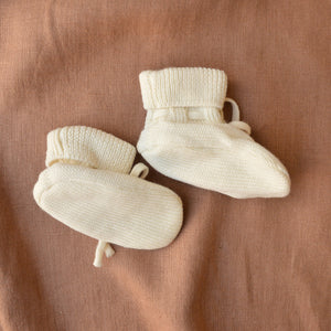 Merino Knit Baby Drawstring Booties (0-6m)