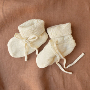 Merino Knit Baby Drawstring Booties (0-6m)