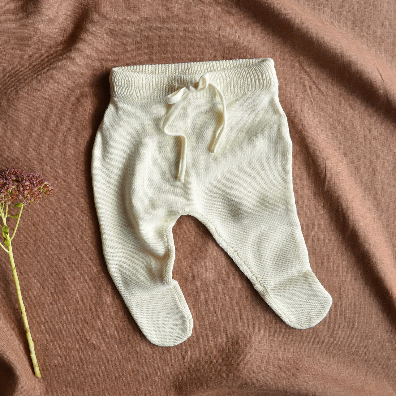 Baby Knitted Footed Romper Pants 100% Organic Merino - Natural (newborn-3m) *Last ones