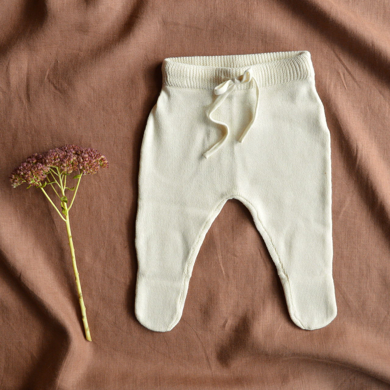 Baby Knitted Footed Romper Pants 100% Organic Merino - Natural (newborn-3m) *Last ones