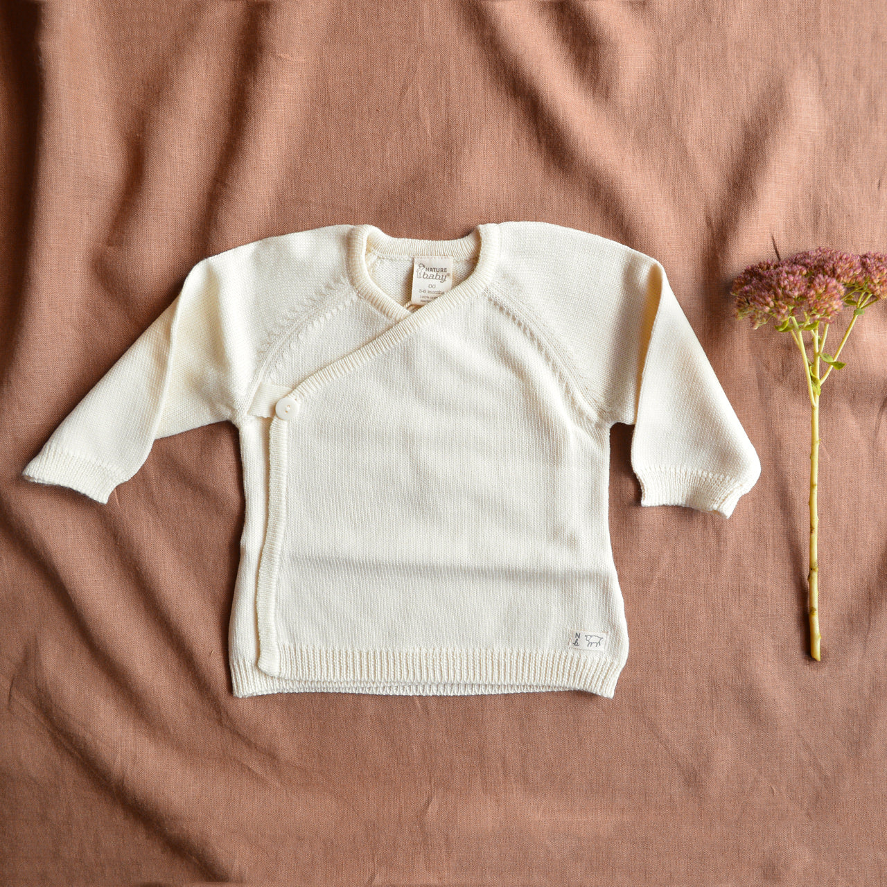 Baby Kimono Jacket in Organic Merino - Natural (0-12m)