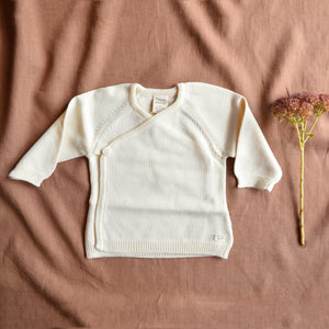 Baby Kimono Jacket - 100% Organic Merino - Natural (6-12m) *Last ones