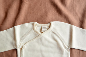 Baby Kimono Jacket - 100% Organic Merino - Natural (6-12m) *Last ones