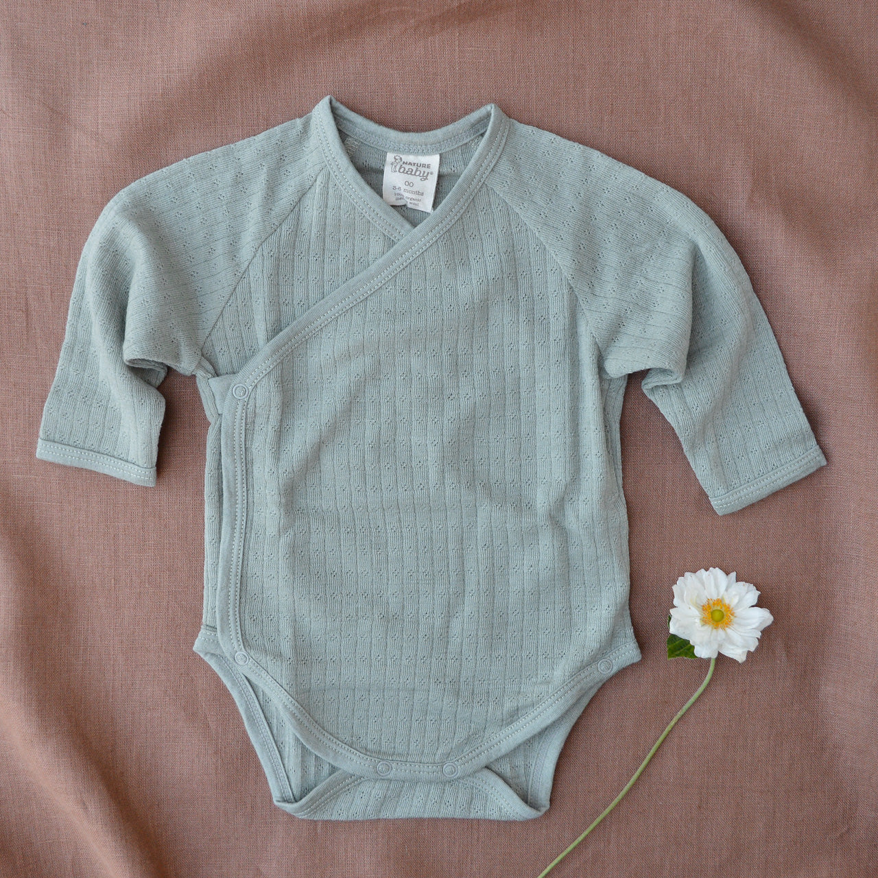 Pointelle Kimono Baby Body 100% Merino - Seedling (Newborn) *Last One!