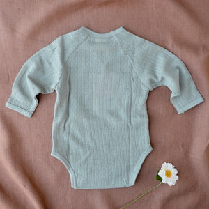 Pointelle Kimono Baby Body 100% Merino - Seedling (Newborn) *Last One!