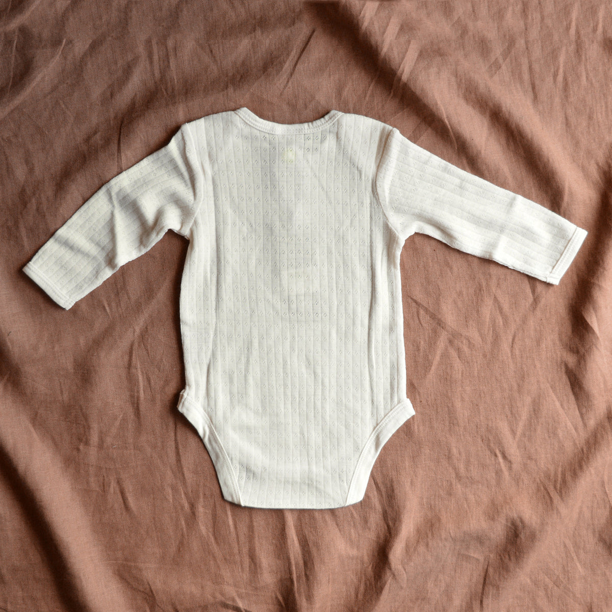 Baby Body Long Sleeve 100% Merino - Pointelle Natural (0-2y)