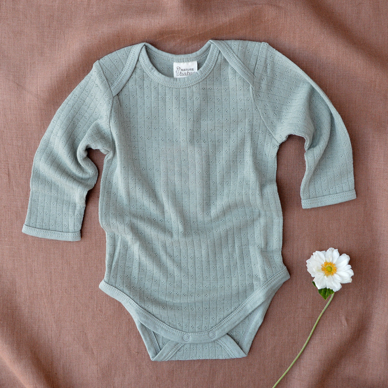 Pointelle Baby Body Longsleeve 100% Merino - Seedling (0-2y)