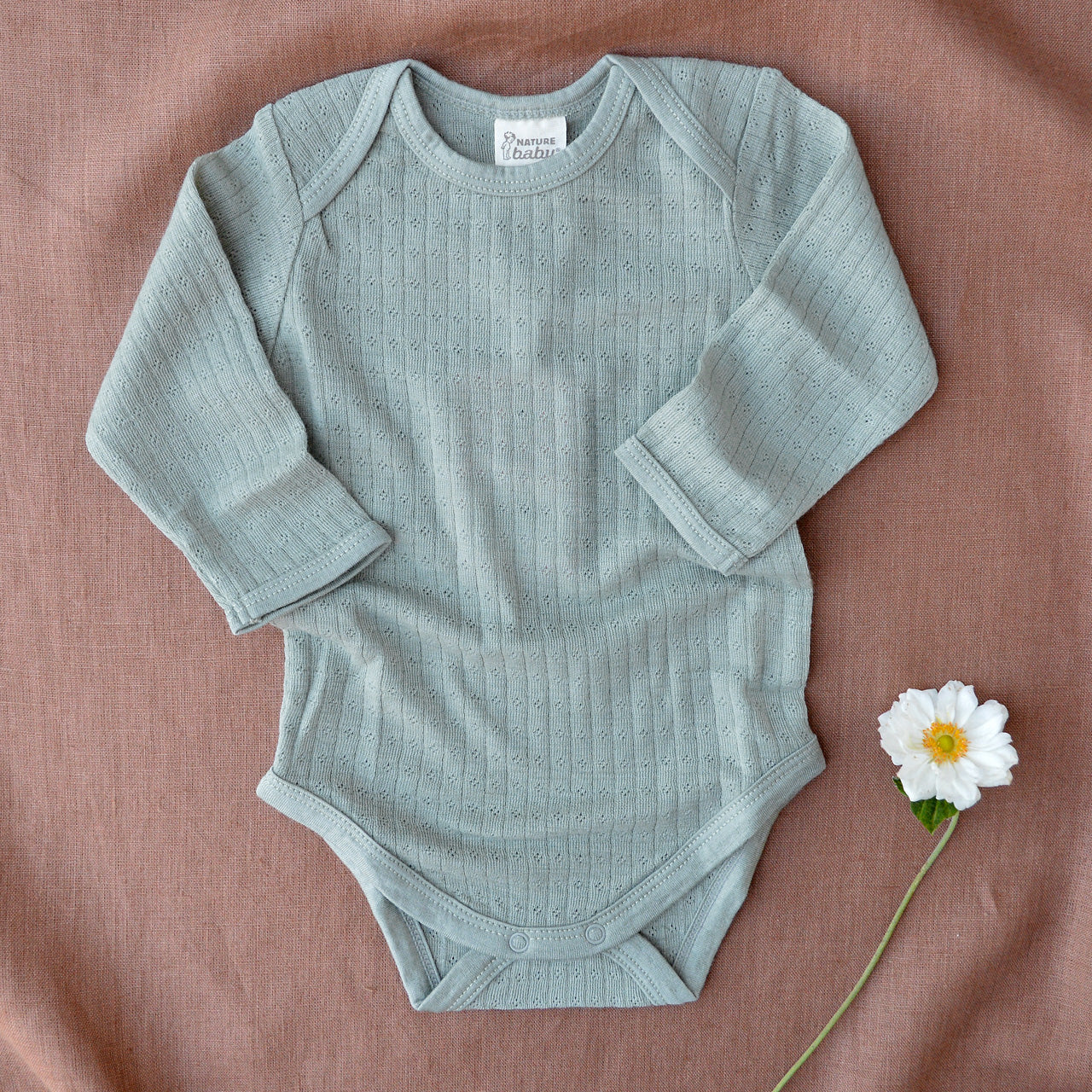 Pointelle Baby Body Longsleeve 100% Merino - Seedling (0-2y)