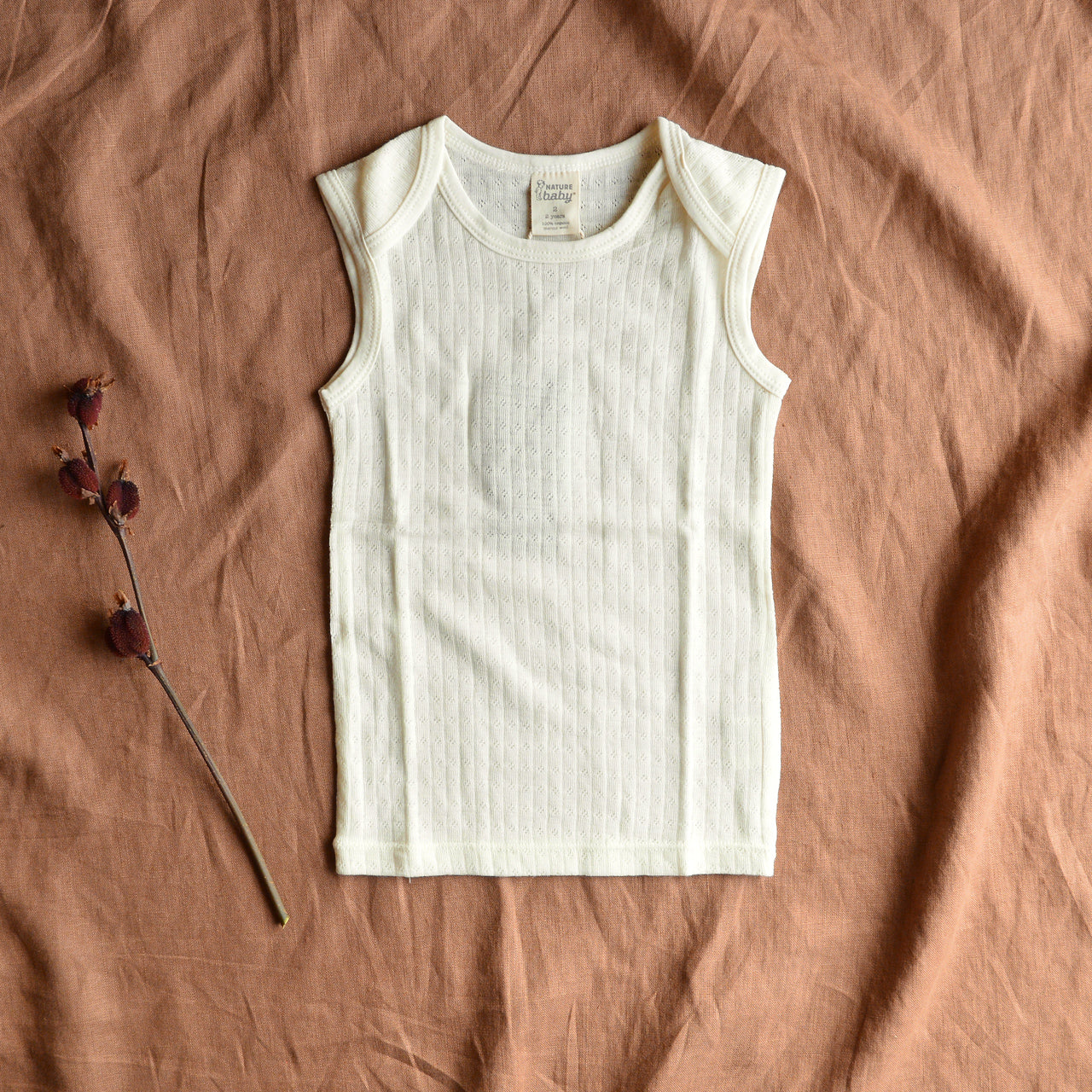 Pointelle Sleeveless Organic Merino Vest - Natural (0-5y)