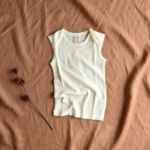 Pointelle Sleeveless Organic Merino Vest - Natural (0-6y)