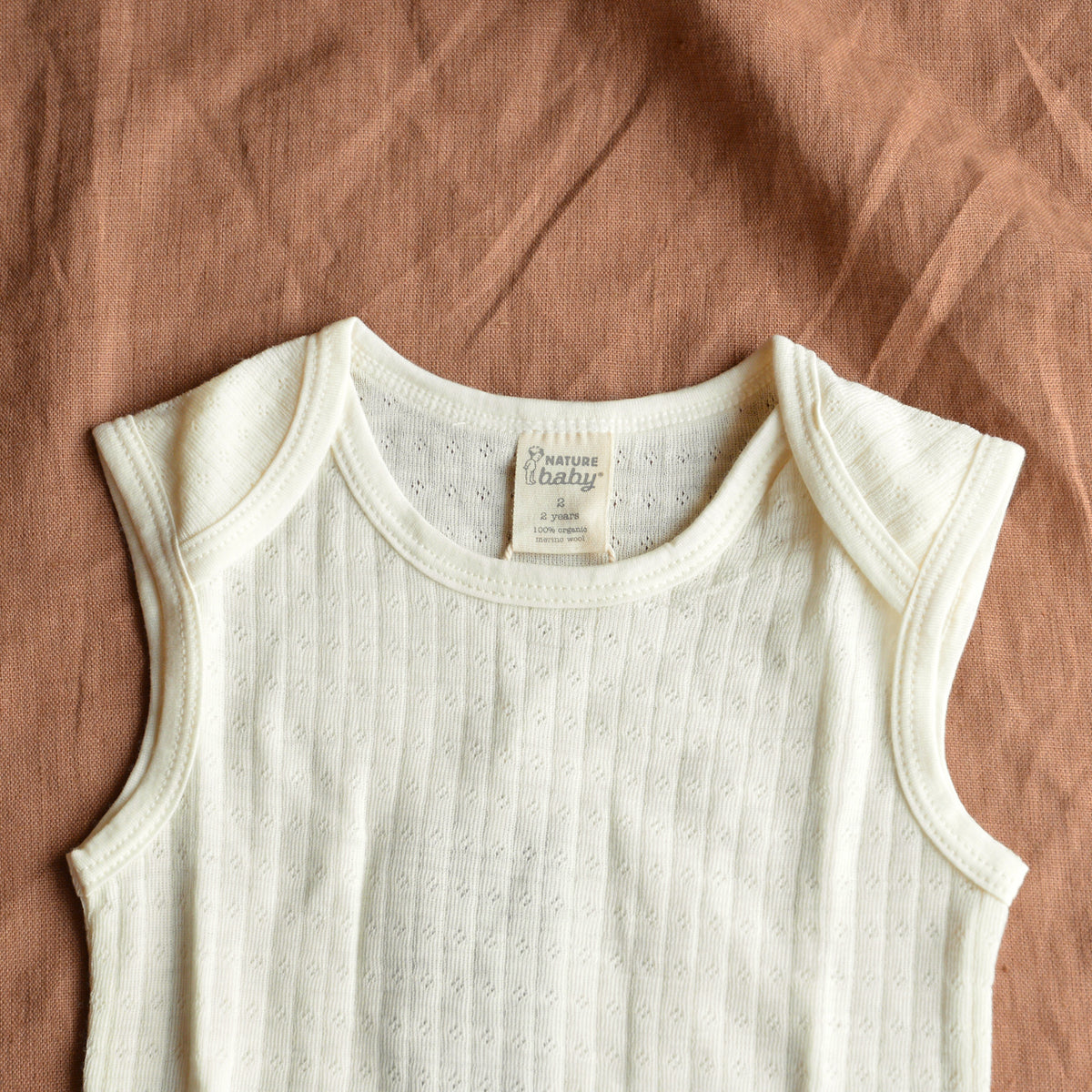 Child’s Sleeveless Vest - Organic Merino Pointelle (0-6y)