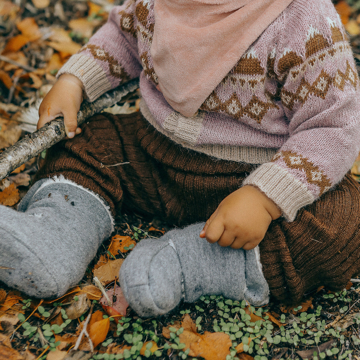 Boiled Wool Booties with Sherpa Organic Cotton Lining (0-2y)