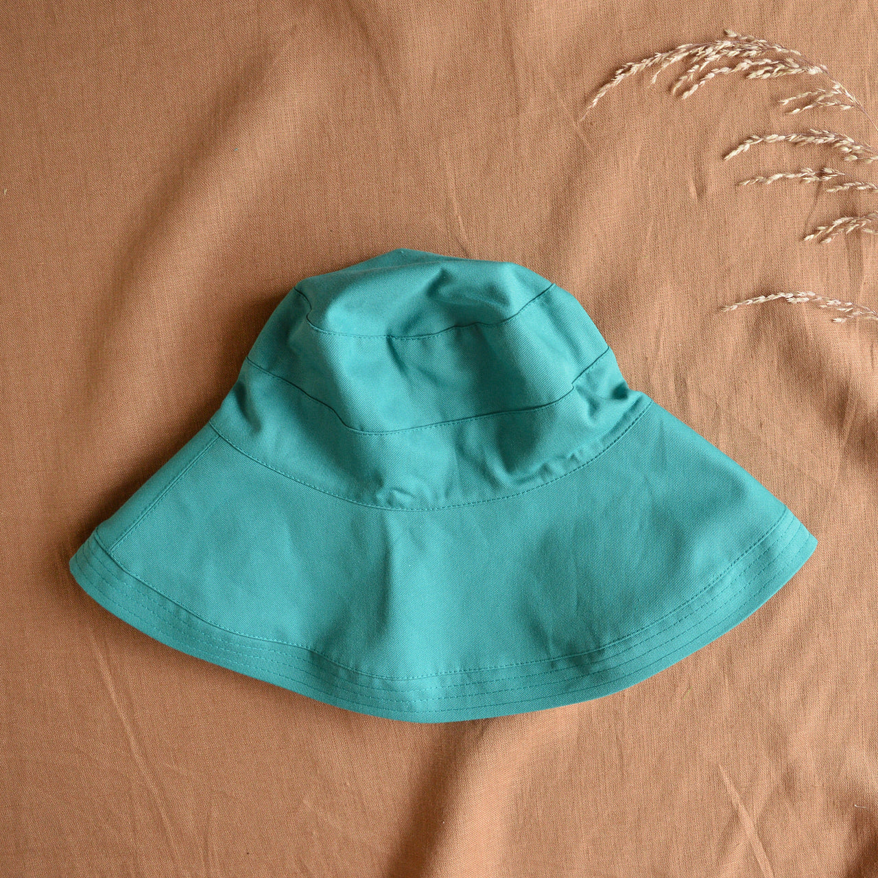 Wide Brim Hat Sofie - 100% Organic Cotton - Turquoise (54cm) *Last One!