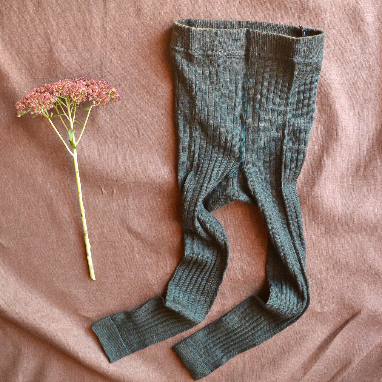 Ribbed Footless Tights in Organic Merino/Cotton (1-8y)