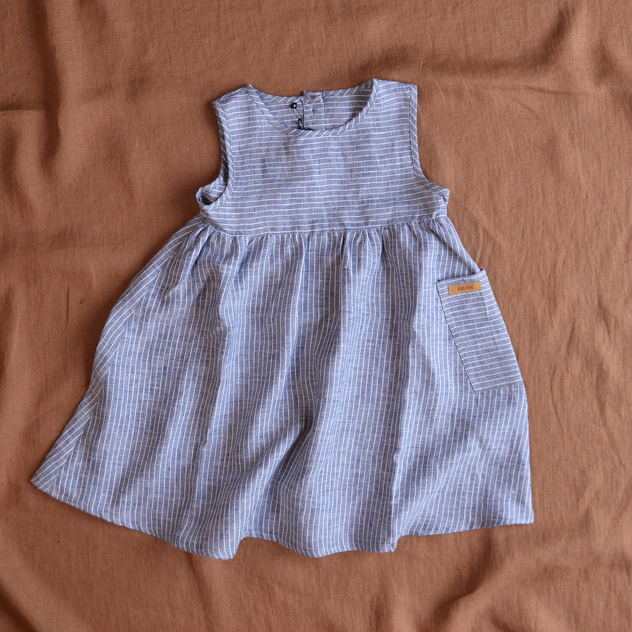 Linen Sundress - Blue Stripes (12-18m) *Last One!
