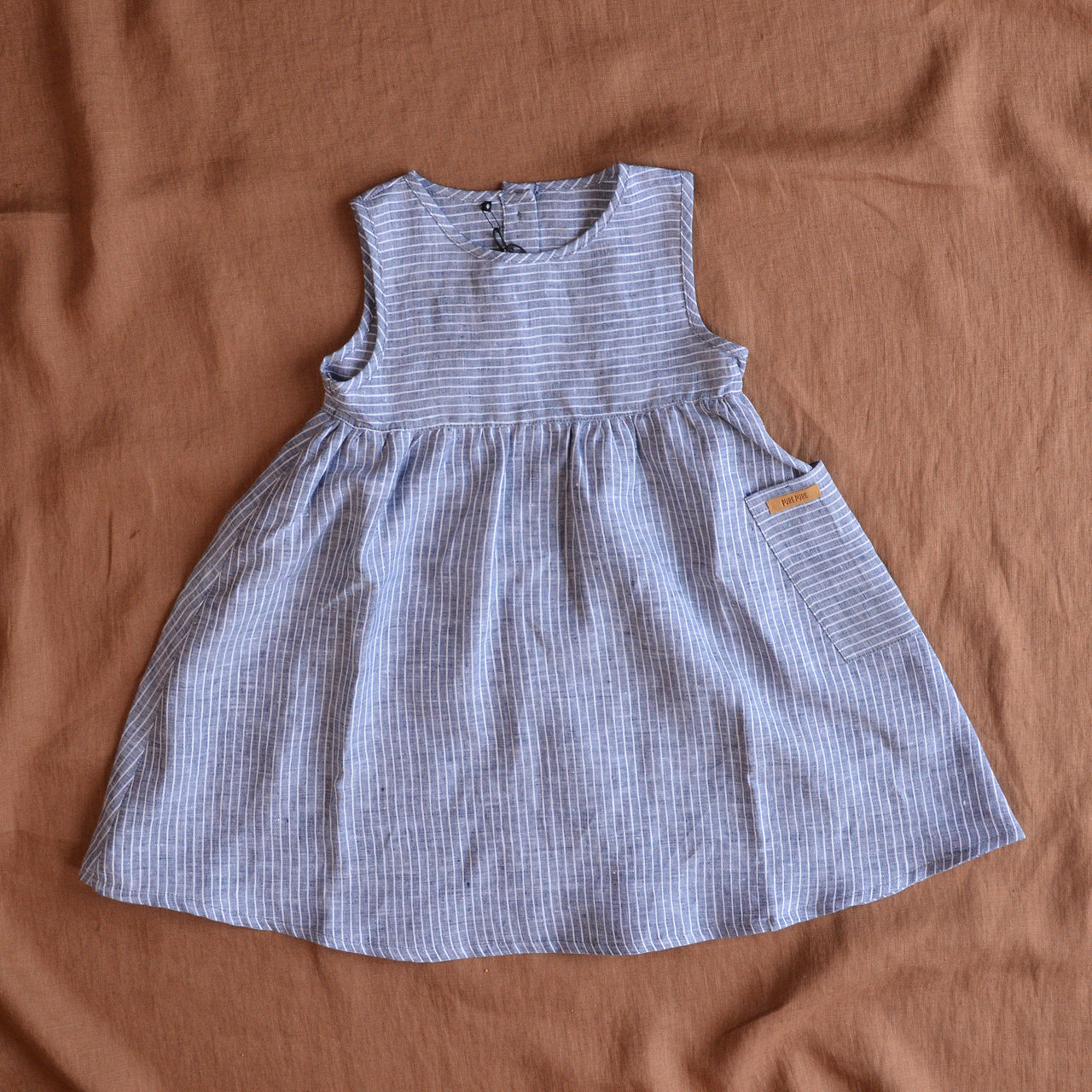 Linen Sundress - Blue Stripes (12-18m) *Last One!