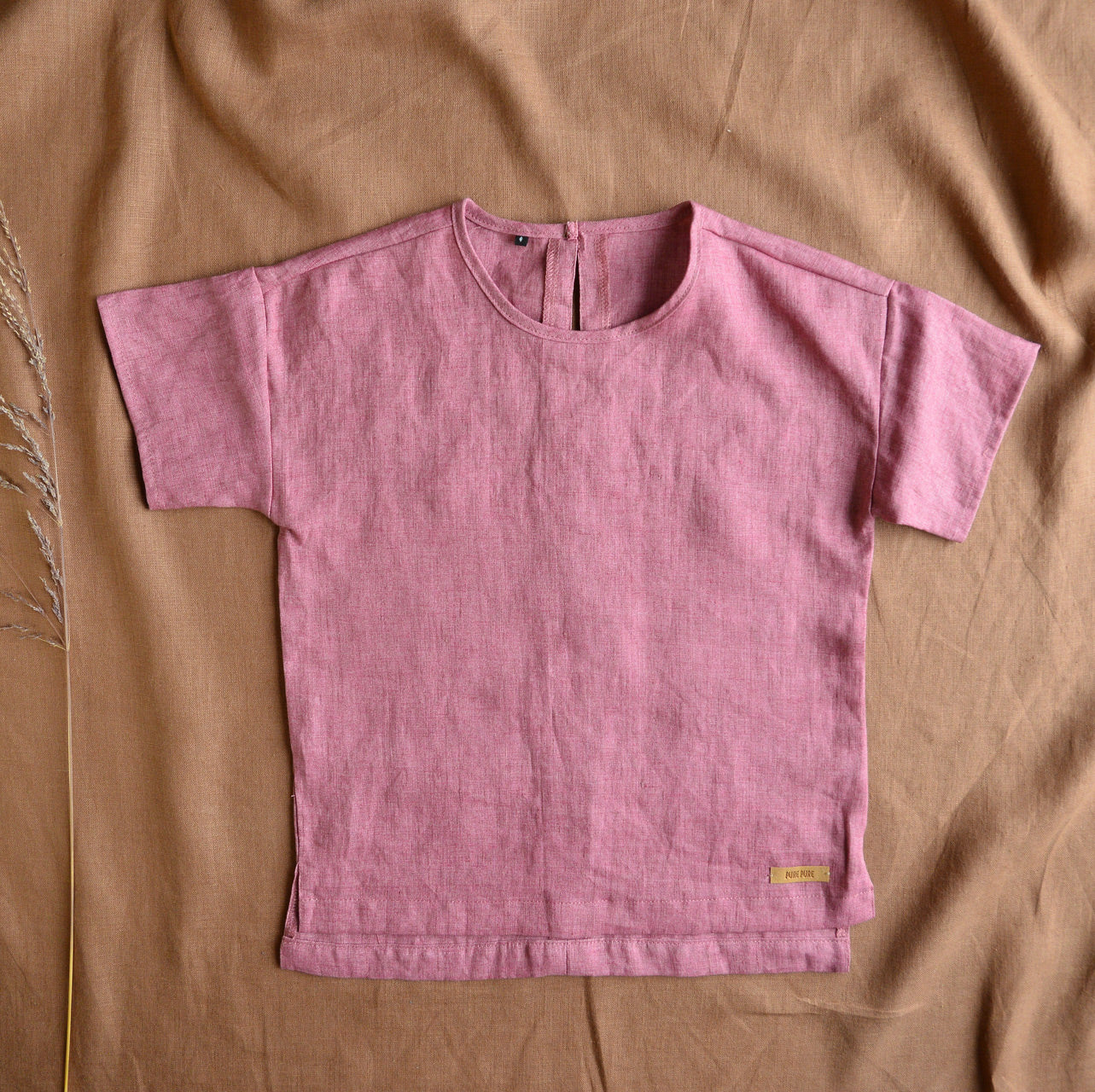 Linen Short Sleeve Top - Grape (3-8y)