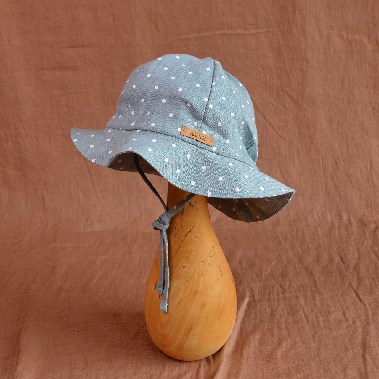 Child's Mint Dots 100 Linen Sun Hat by Pure Pure from Woollykins