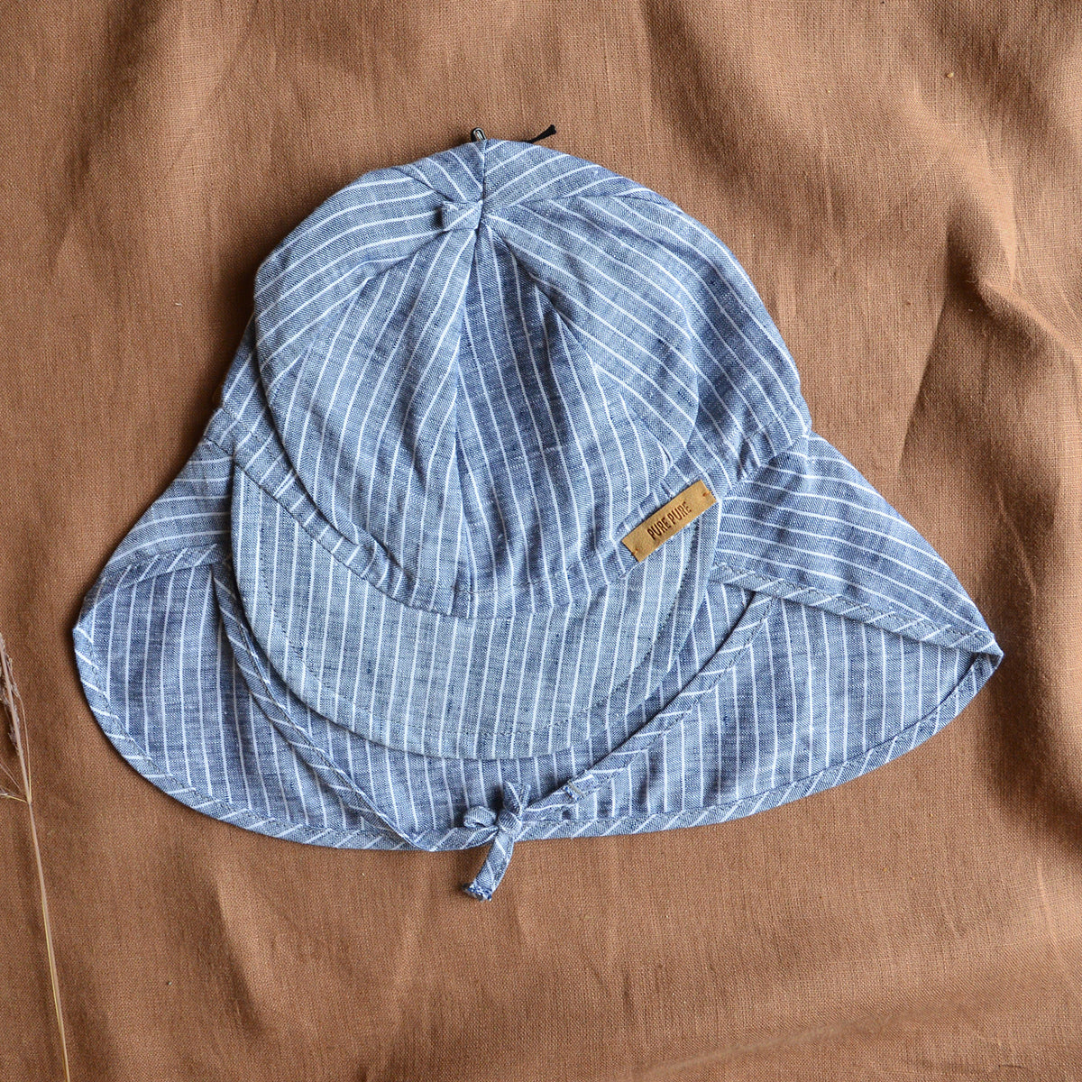 Linen Legionnaire Cap - Blue Stripes (47cm) *Last one!