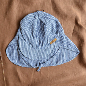 Linen Legionnaire Cap - Blue Stripes (47cm) *Last one!