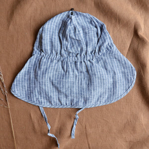 Linen Legionnaire Cap - Blue Stripes (47cm) *Last one!
