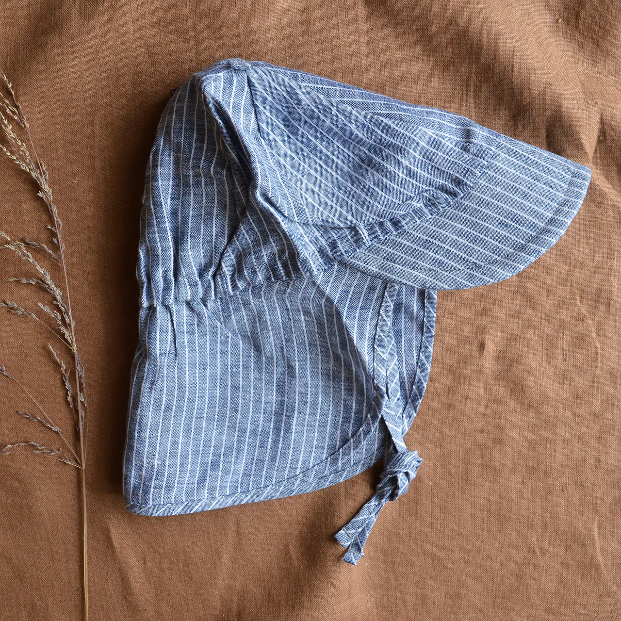 Linen Legionnaire Cap - Blue Stripes (Baby-Kinder) *Last ones