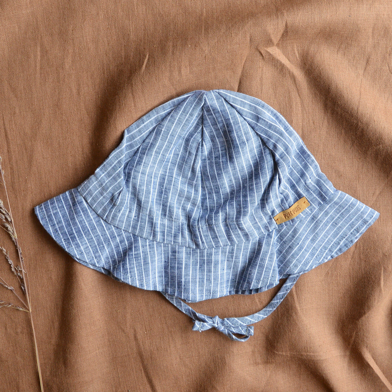 Linen Sun Hat - Blue Stripes (Baby-Kinder)