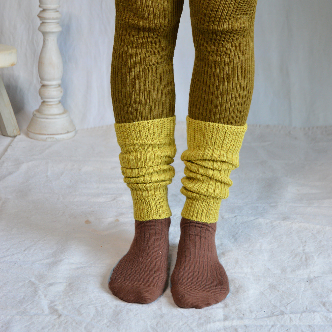 Ribbed Legwarmers - 100% Baby Alpaca - Two Tone Melange (Youth-Adult)