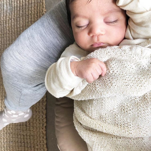 Knitted Baby Blanket in Organic Merino Wool - Rose (100x80cm)