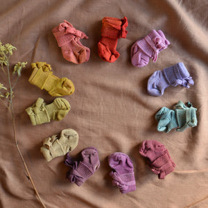 Plant Dyed Newborn Wool Baby Socks with Ties (0-3m)