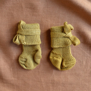 Plant Dyed Newborn Wool Baby Socks with Ties (0-3m)