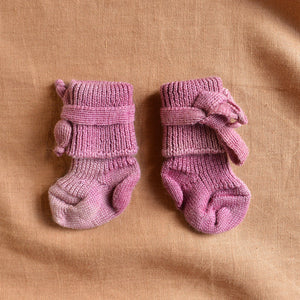 Plant Dyed Newborn Wool Baby Socks with Ties (0-3m)