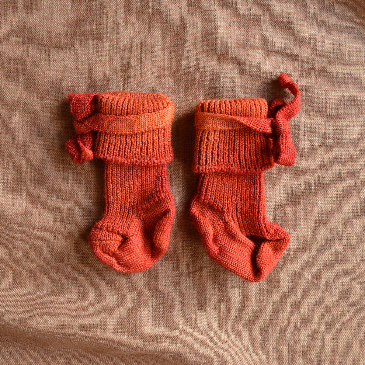 Plant Dyed Newborn Wool Baby Socks with Ties (0-3m) *Returning 2026