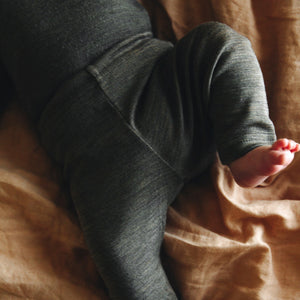 Baby Leggings in 100% Wool - Walnut Stripe (0-2y)