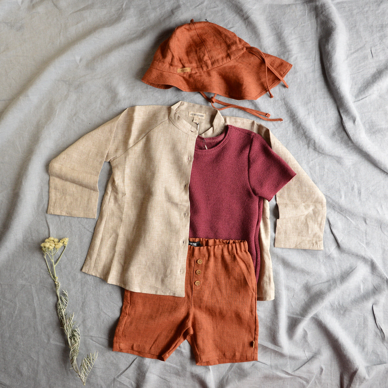 Smock Shirt -100% Linen - Natural Beige (3-5y) *Last One!