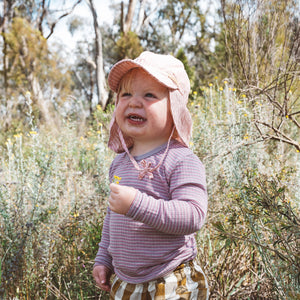 Linen Legionnaire Cap - Blue Stripes (47cm) *Last one!