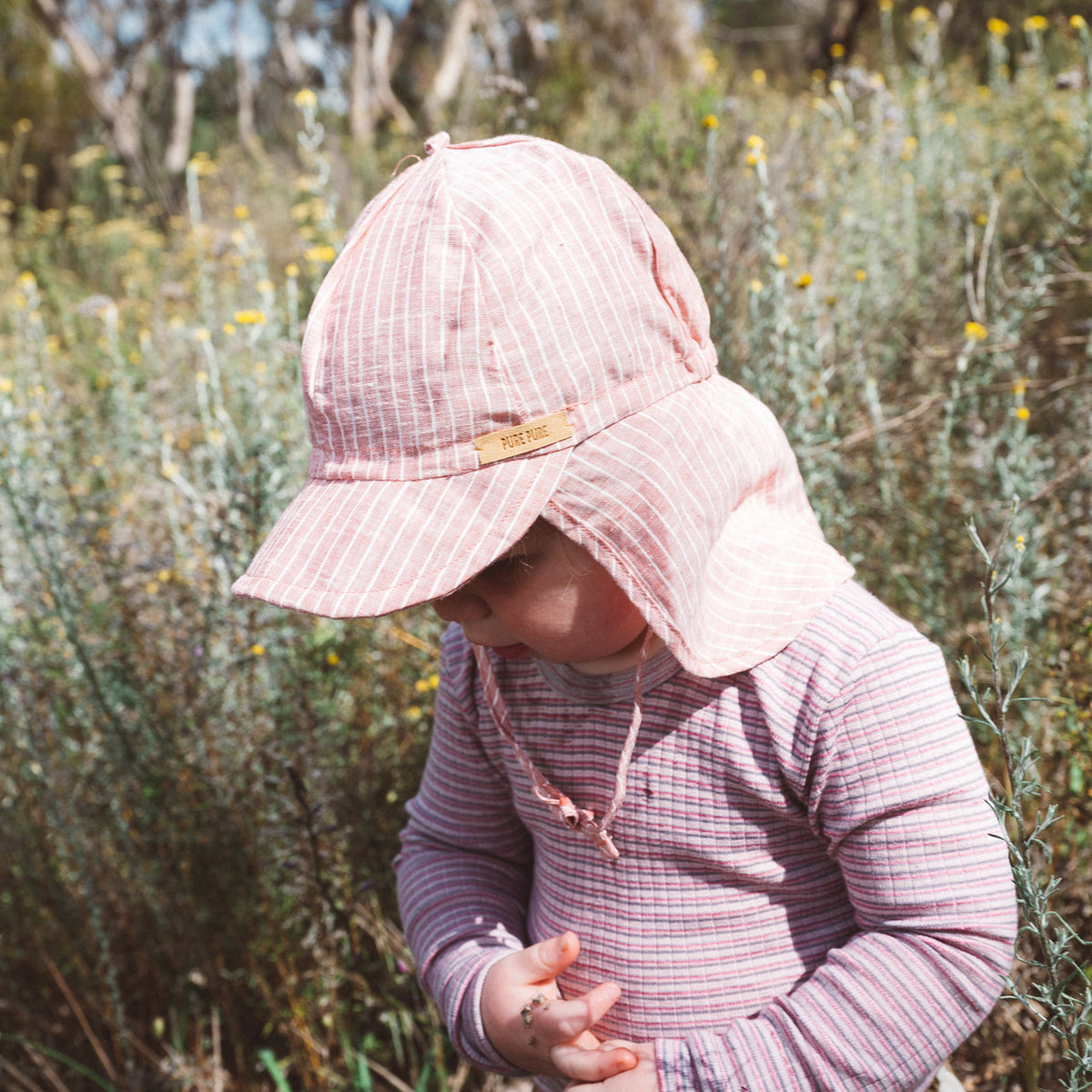 Linen Legionnaire Cap - Blue Stripes (47cm) *Last one!