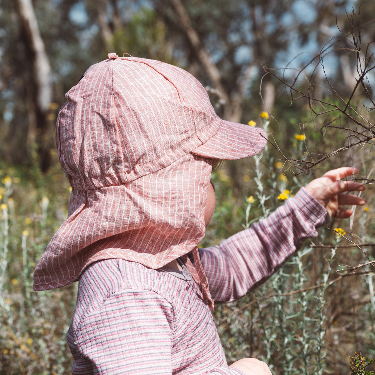 Linen Legionnaire Cap - Rose Stripes (Baby-Kinder) *Last ones