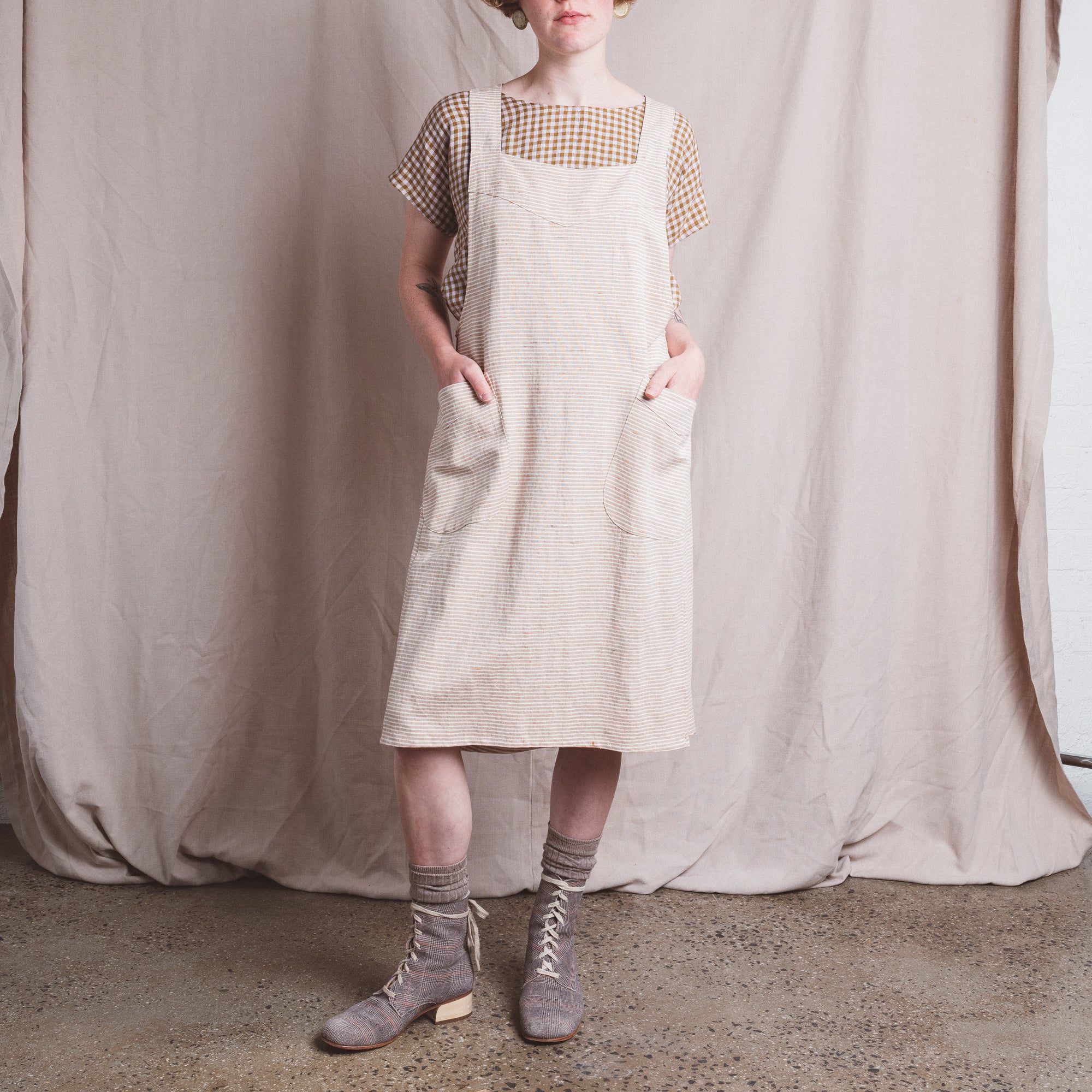 Mamiko Linen Apron Dress - SS22 Sundried Stripe (Women)